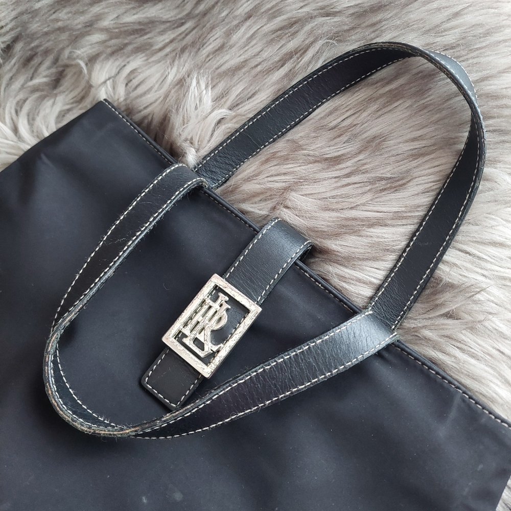 Lauren Ralph Lauren Vinyl Hand Bag Double Top Handles - Picture 15 of 16